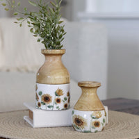 Sunflower Enamel Wood Vase