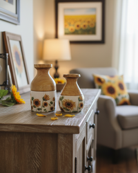 Sunflower Enamel Wood Vase