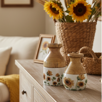 Sunflower Enamel Wood Vase
