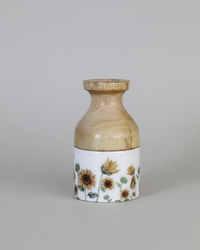 Sunflower Enamel Wood Vase