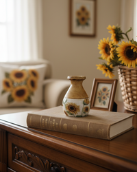 Sunflower Enamel Wood Vase