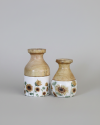 Sunflower Enamel Wood Vase