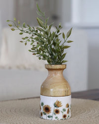 Sunflower Enamel Wood Vase