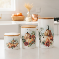 Vintage Autumn Canister Set - Orange Pumpkin