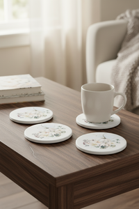 Vintage Autumn Pumpkin Coasters Set of 4 - White Pumpkins