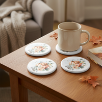 Vintage Autumn Pumpkin Coasters Set of 4 - Orange Pumpkins