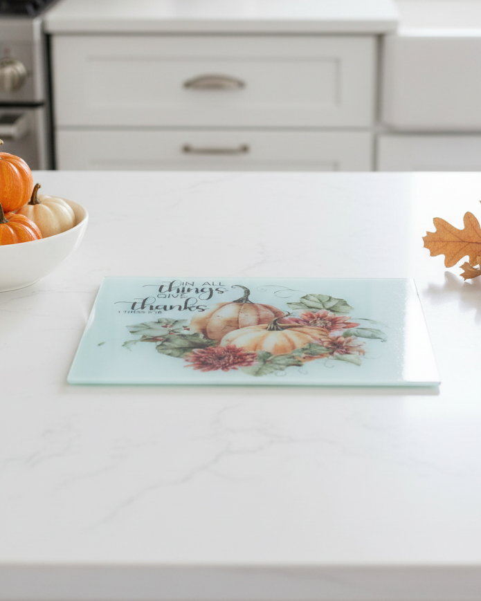 Vintage Autumn Glass Cutting Board