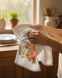 Vintage Autumn Tea Towel - Pumpkin Bouquet