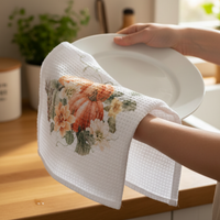 Vintage Autumn Tea Towel - Pumpkin Bouquet