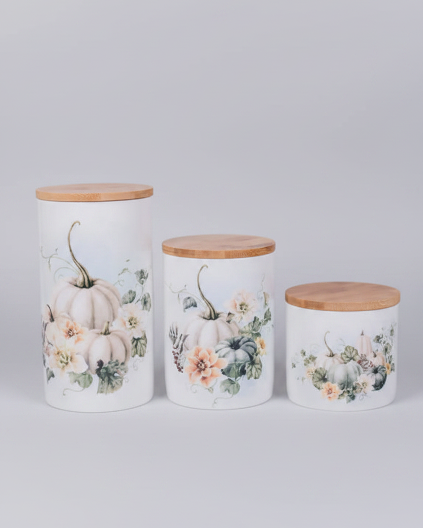 Vintage Autumn Canister Set - White Pumpkin