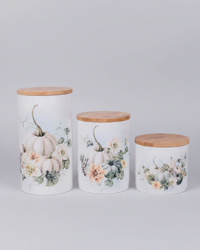 Vintage Autumn Canister Set - White Pumpkin