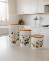Vintage Autumn Canister Set - White Pumpkin