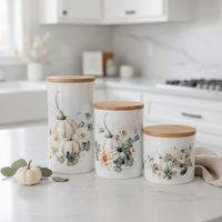 Vintage Autumn Canister Set - White Pumpkin