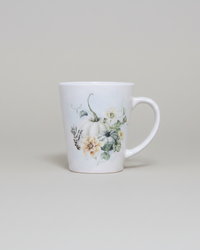 Vintage Autumn Coffee Mug - Ivory & Green Pumpkin Bouquet