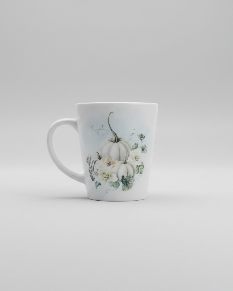 Vintage Autumn Coffee Mug - White Pumpkin Trio
