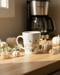 Vintage Autumn Coffee Mug - White Pumpkin Trio