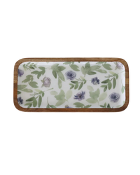 Violet Meadows Florals and Leaves Wood Tray