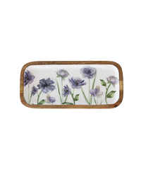 Violet Meadows Flowers Wood Tray