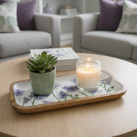 Violet Meadows Flowers Wood Tray