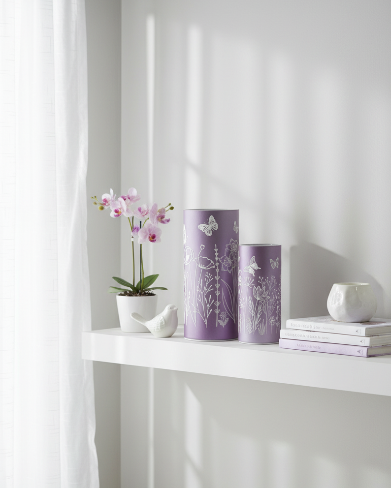 Violet Meadow Glass LED Cylinder