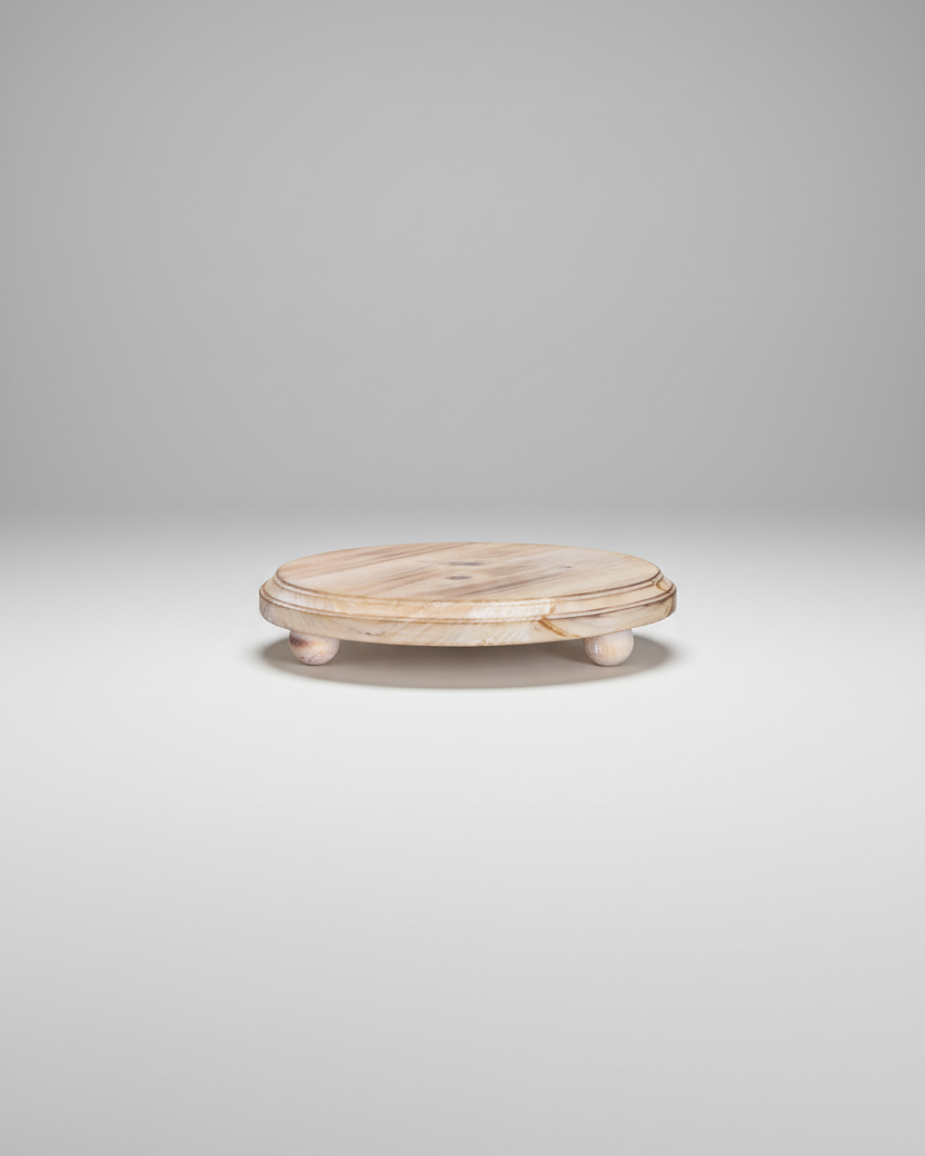 Natural Wood Round Distressed Riser