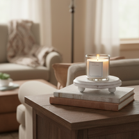 White Wood Round Distressed Riser