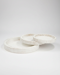 Distressed White Round Wood Tray