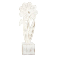 Distressed Wooden Daisy on Block 11.5"H