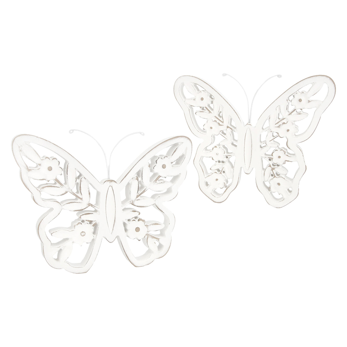 White Distressed Cutout Butterfly Block