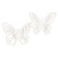 White Distressed Cutout Butterfly Block