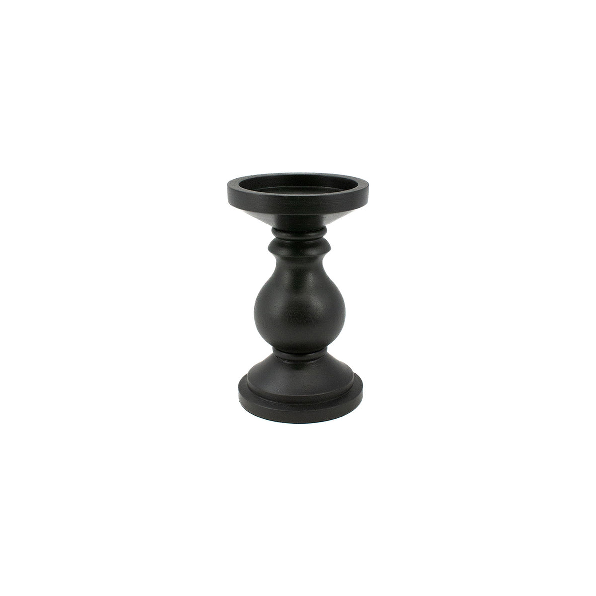 Mango Wood Candle Holder Black