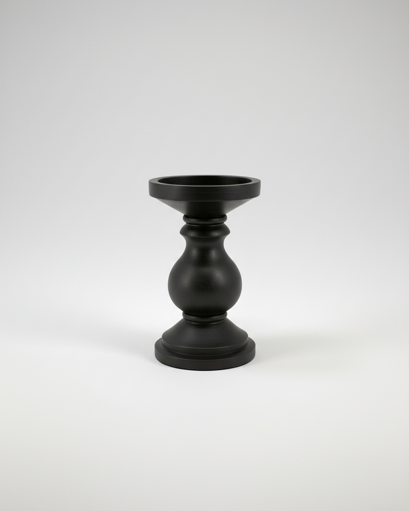 Mango Wood Candle Holder Black