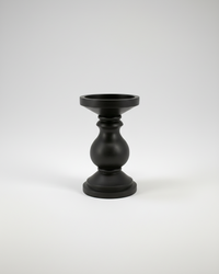 Mango Wood Candle Holder Black