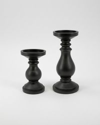 Mango Wood Candle Holder Black