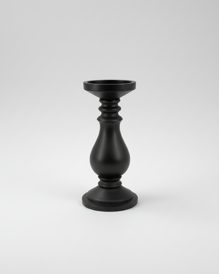 Mango Wood Candle Holder Black