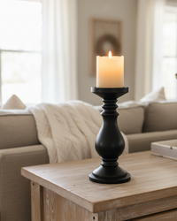 Mango Wood Candle Holder Black