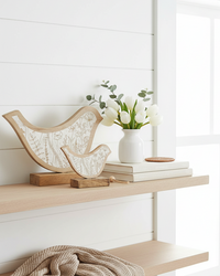 Flower-Engraved Bird on Stand