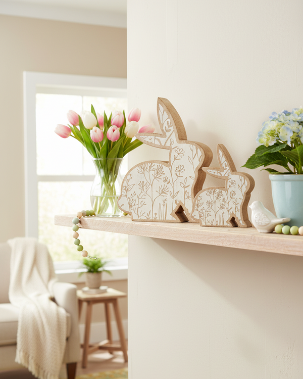 Flower-Engraved Bunny Block