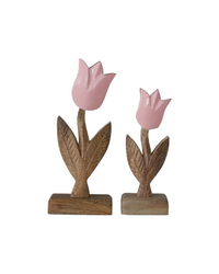 Pink Enamel Wood Tulip