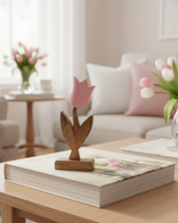 Pink Enamel Wood Tulip