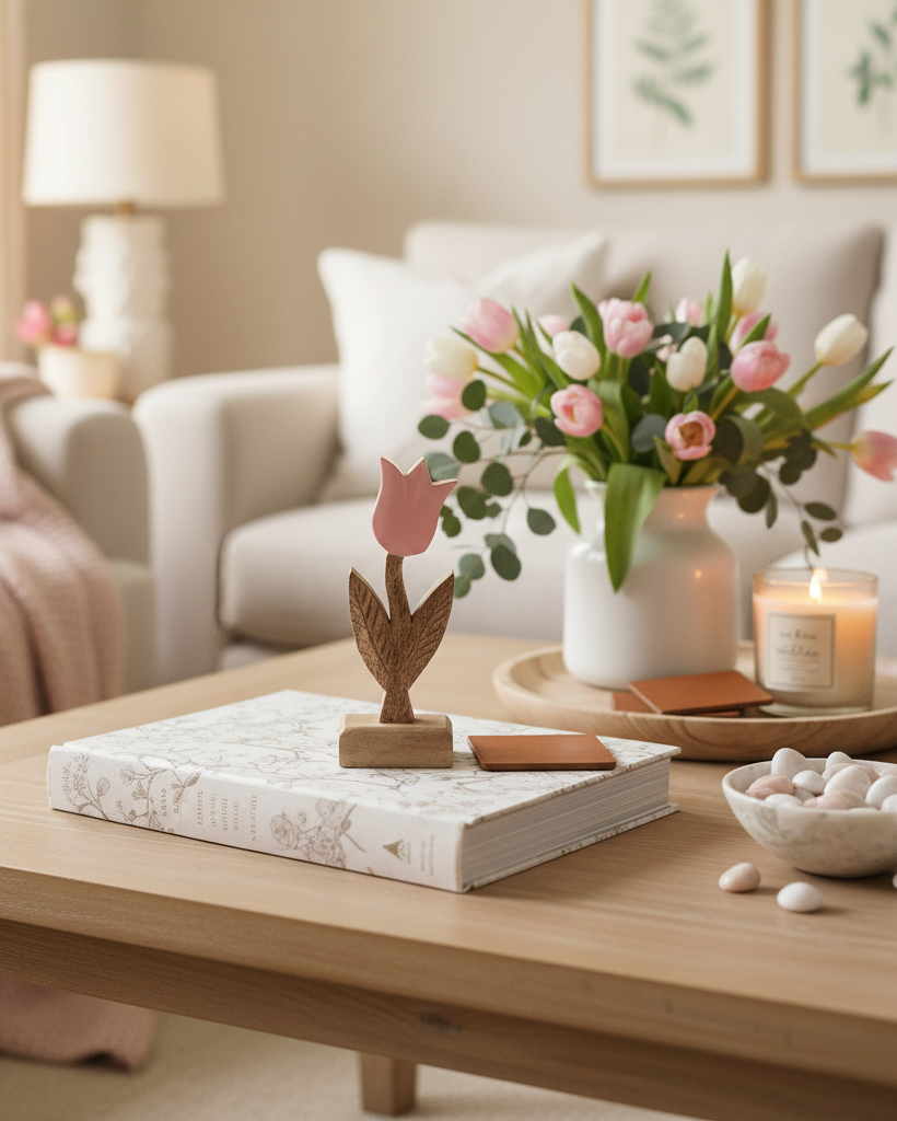 Pink Enamel Wood Tulip