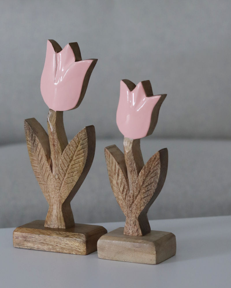 Pink Enamel Wood Tulip