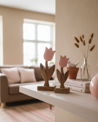 Pink Enamel Wood Tulip