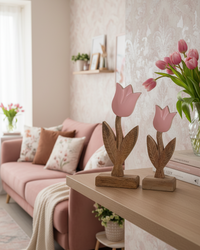 Pink Enamel Wood Tulip