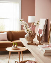 Pink Enamel Wood Tulip