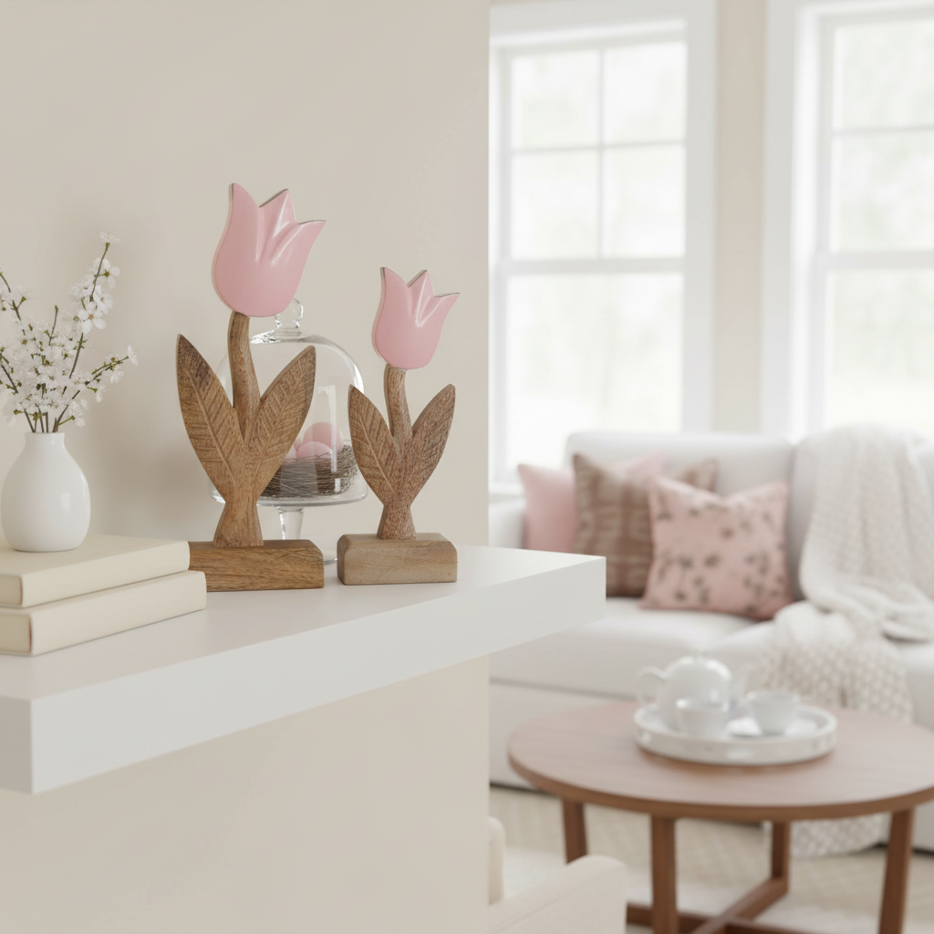 Pink Enamel Wood Tulip