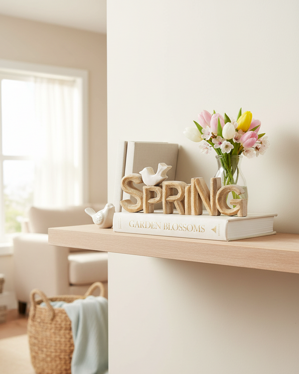 Spring Word Block With Bird