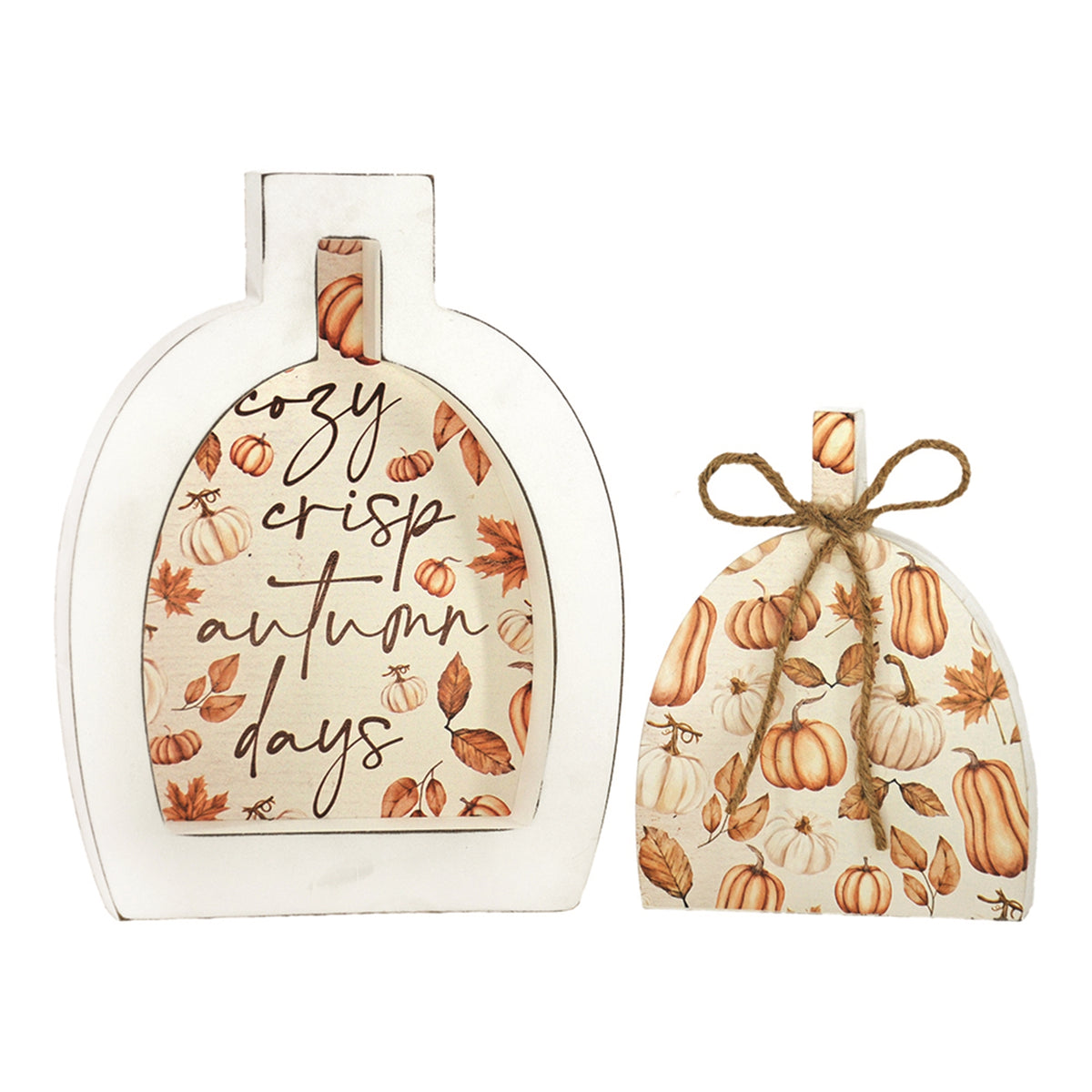 Cozy Crisp Autumn Days Pumpkin Block Set Of Two