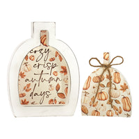 Cozy Crisp Autumn Days Pumpkin Block Set Of Two