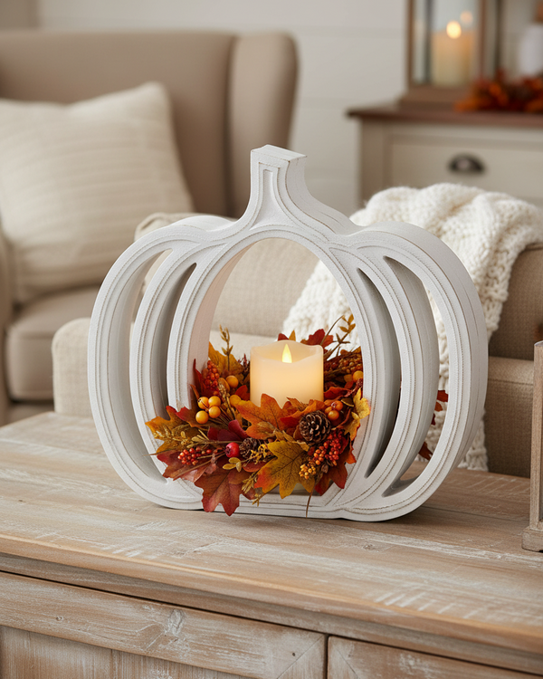 White Wood Pumpkin Cutout